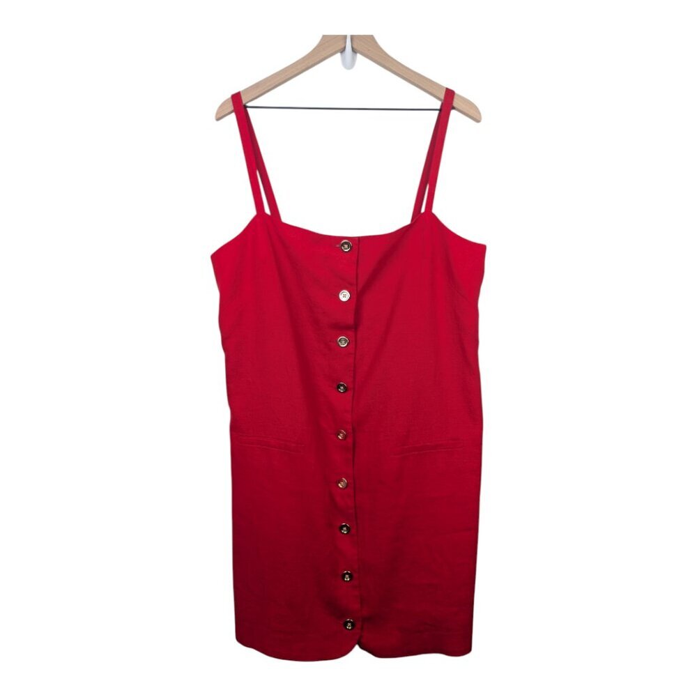 J. Crew | Claudia Linen Mini Dress | Red |Size LT - Picture 5 of 11